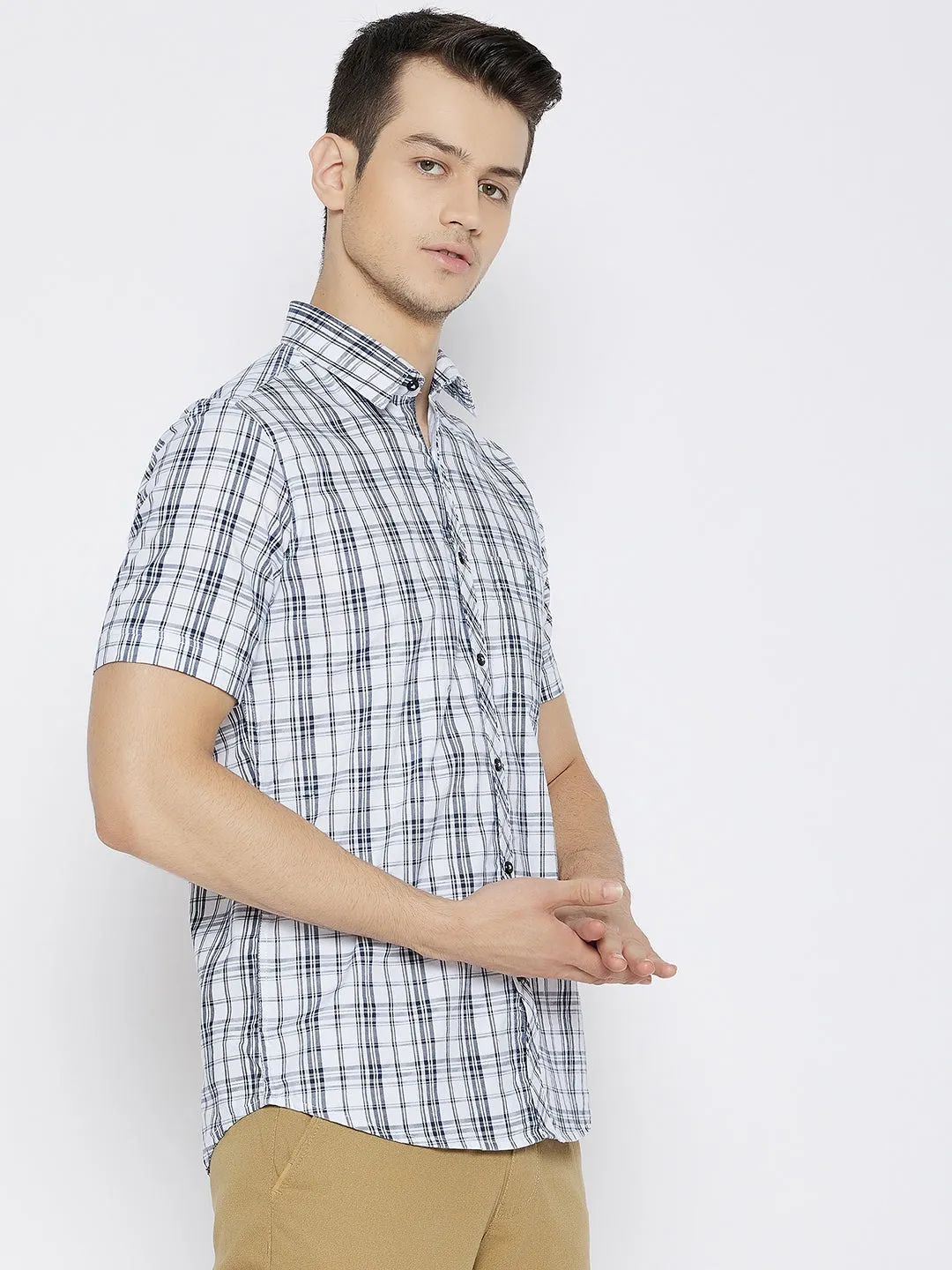 White Checked Slim Fit shirt
