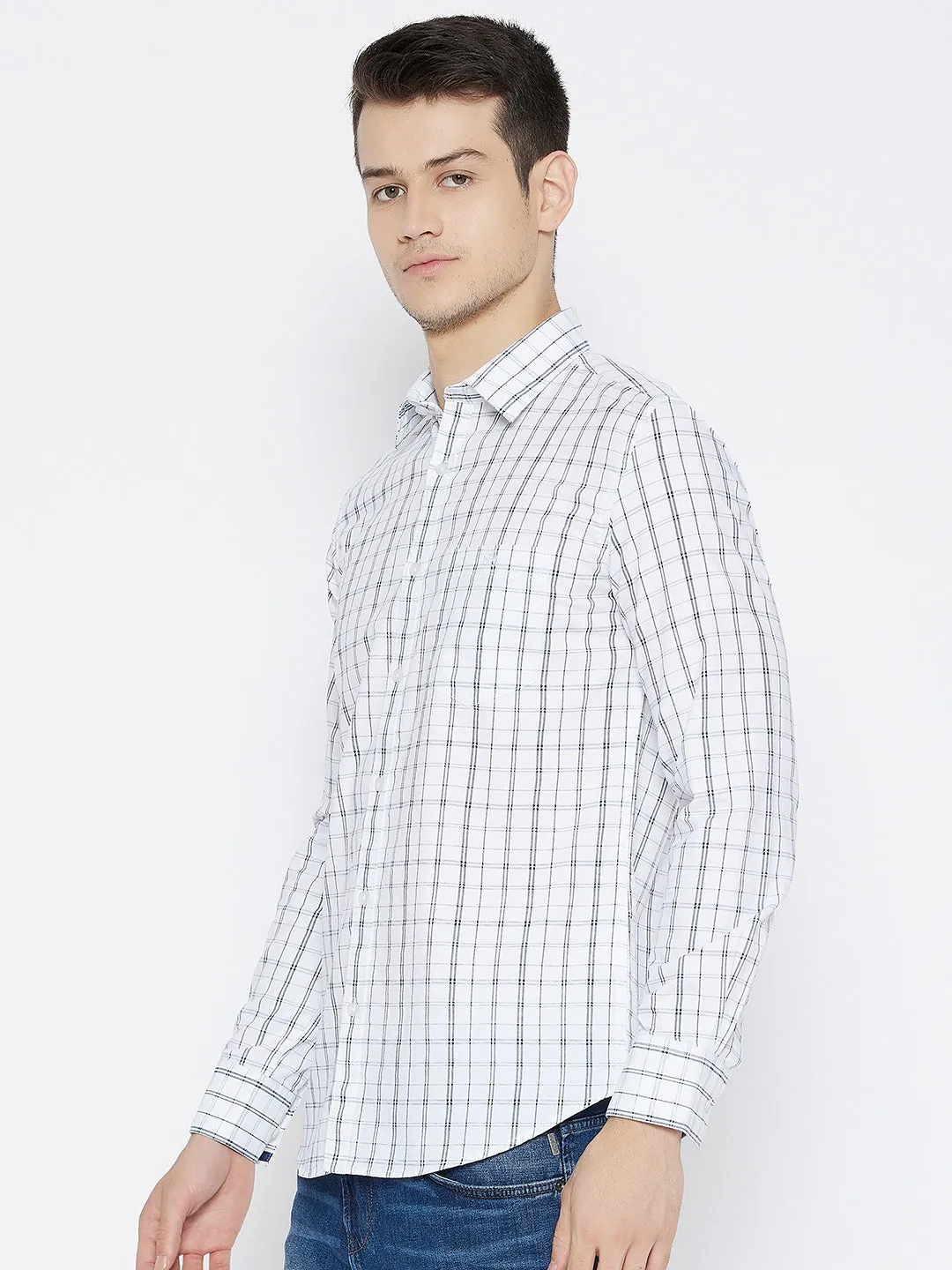 White Checked Slim Fit shirt