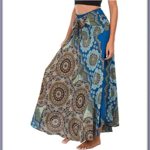 Women's Boho Elephant Long Skirt, Mandala Floral