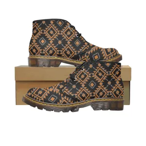 Women's Brown Aztec Print Canvas Chukka Ankle Boots