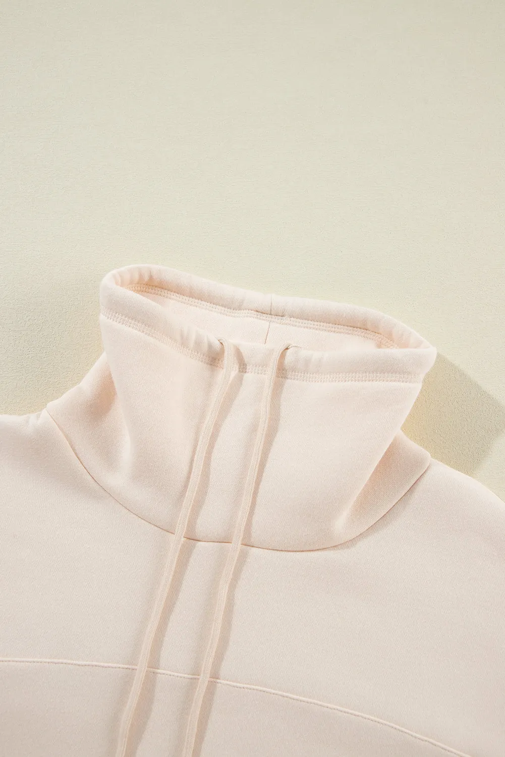 Womens Cream Drawstring Sweatshirt