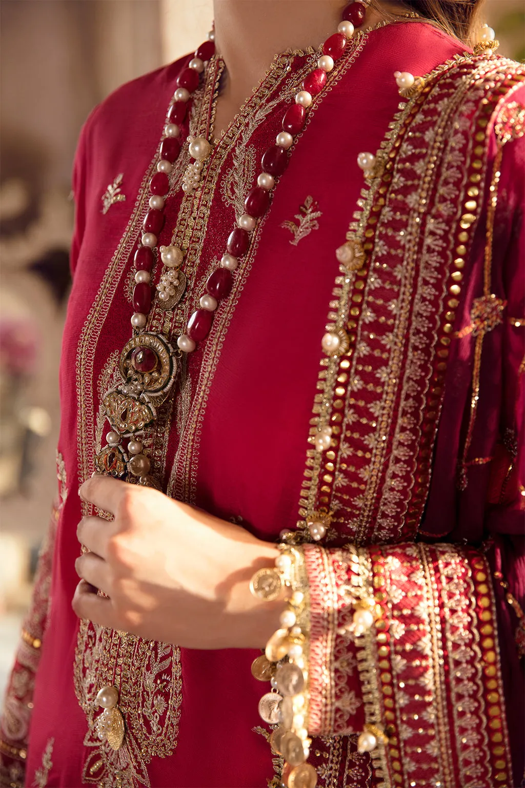 ZINNIA | Afrozeh La Fuchsia Wedding Edition 2022 | Unstitched Embroidered Raw Silk Suits