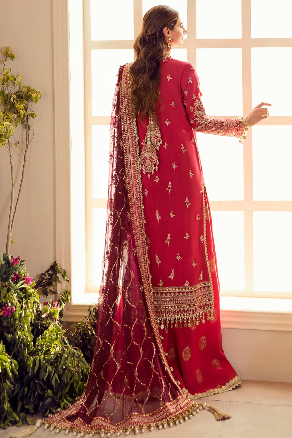 ZINNIA | Afrozeh La Fuchsia Wedding Edition 2022 | Unstitched Embroidered Raw Silk Suits